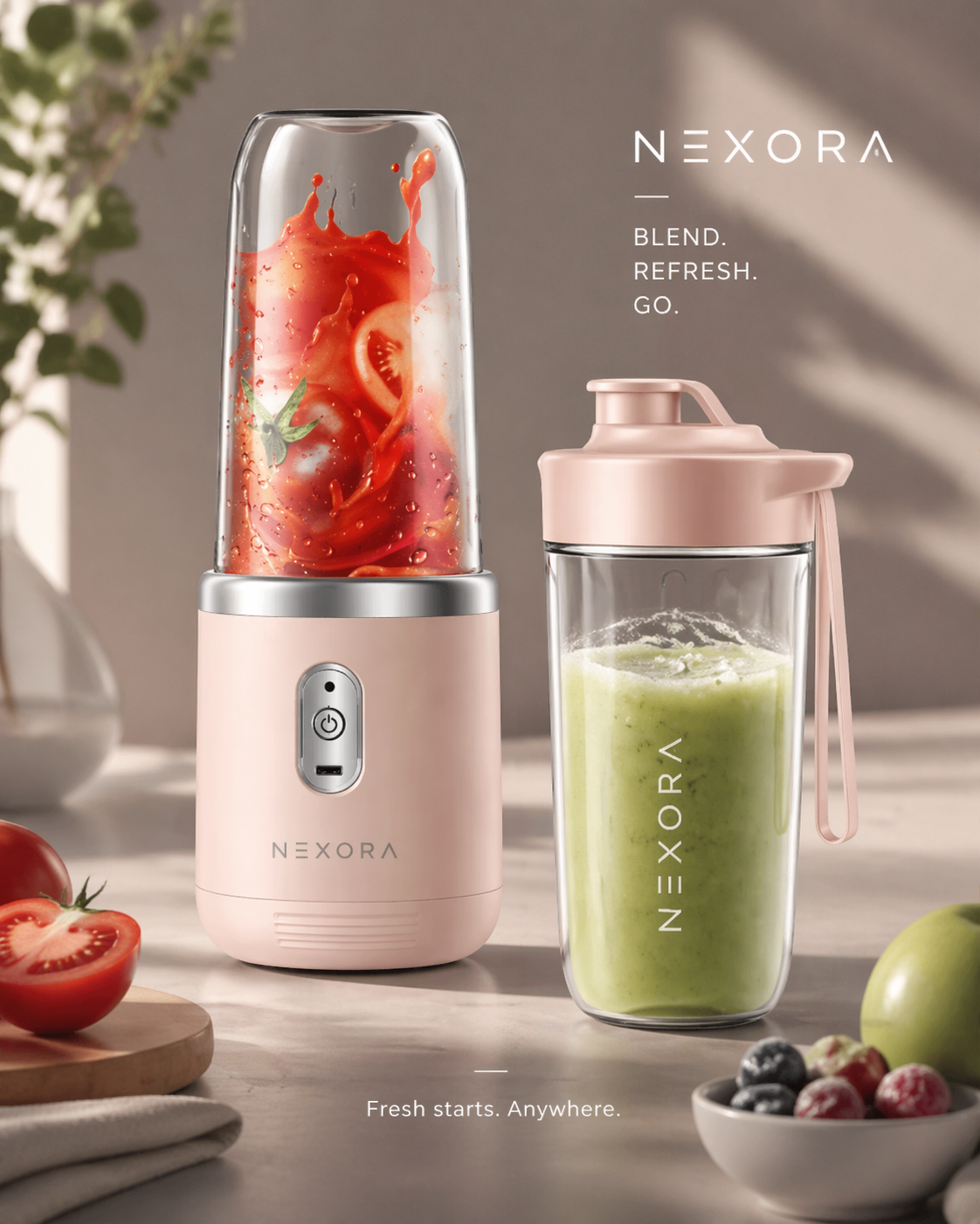 NEXORA 6-Blade Portable Blender for Smoothies and Juicing