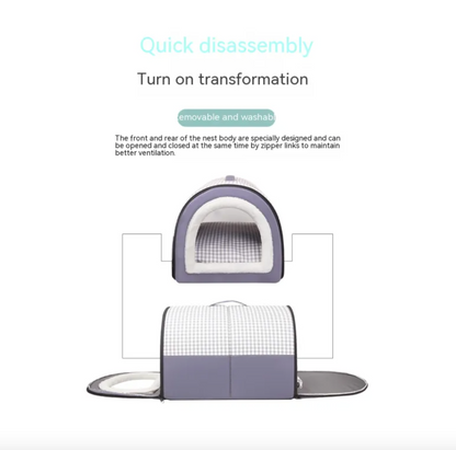 Winter Thickened Semi-Enclosed Pet Bed