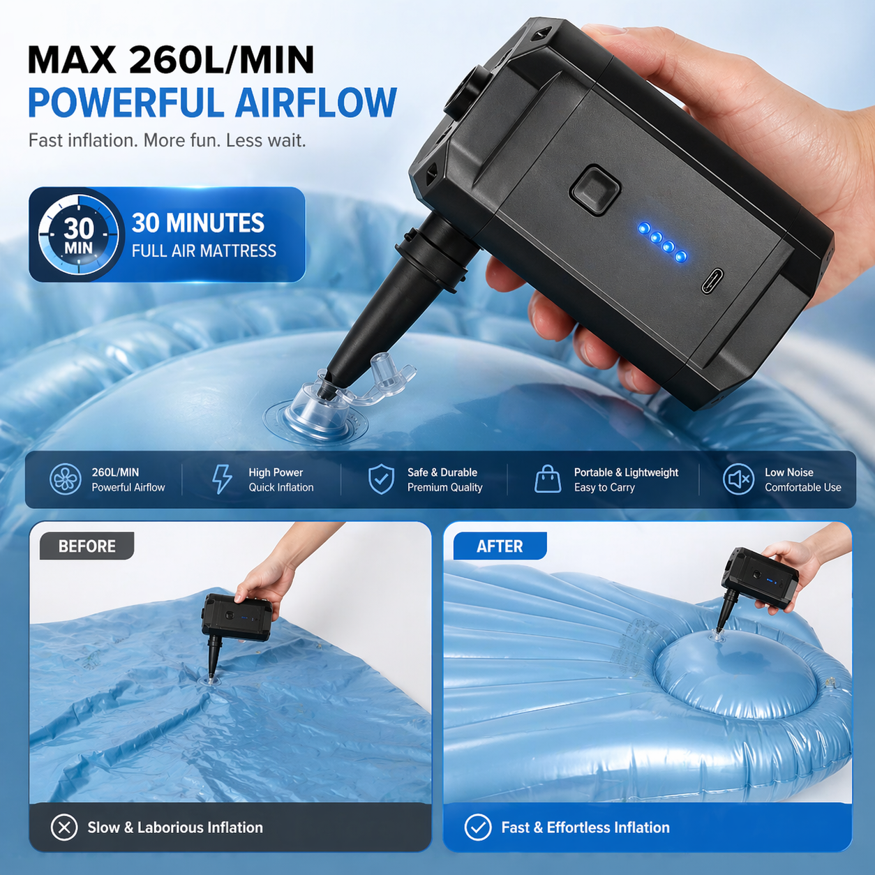 NEXORA Wireless Electric Air Pump for Swimming Pool & Toys